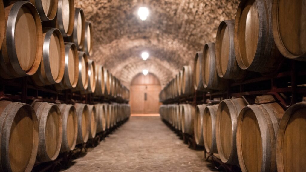 Fermentation tanks in a winery where carbon dioxide accumulates