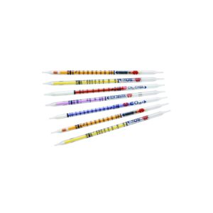 Gastec passive dosimeter tube in a holder clipped to clothing